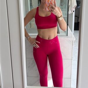 Lululemon Athletica Red Sports Bra and Leggings Set
